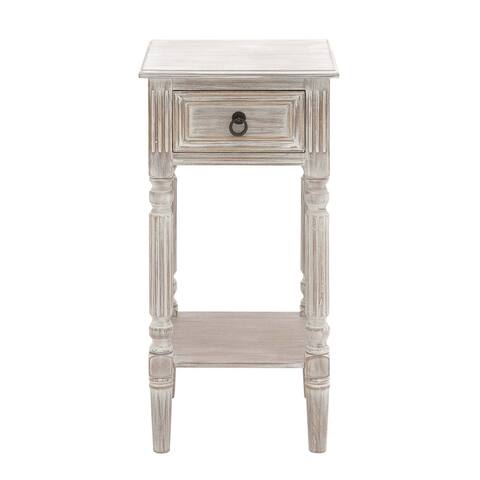 Brown and White Distressed Wood Accent Table