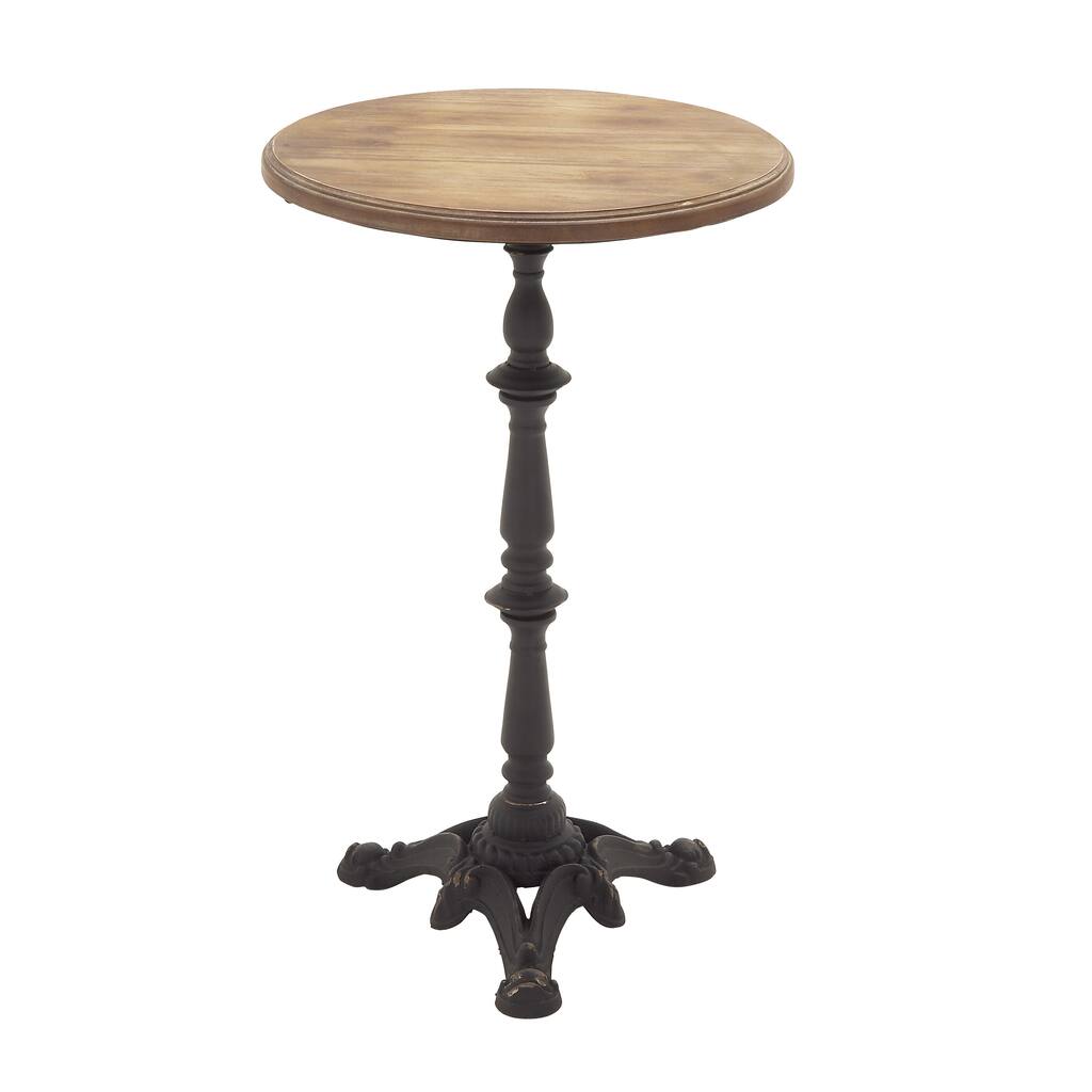 Aesthetic Metal and Wood Round Accent Table