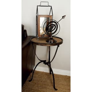 Accent Collection Metal Wood 27-inch x 18-inch Side Table