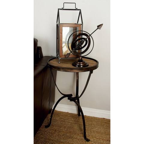 Brown Iron Industrial Accent Table 27 x 18 x 18