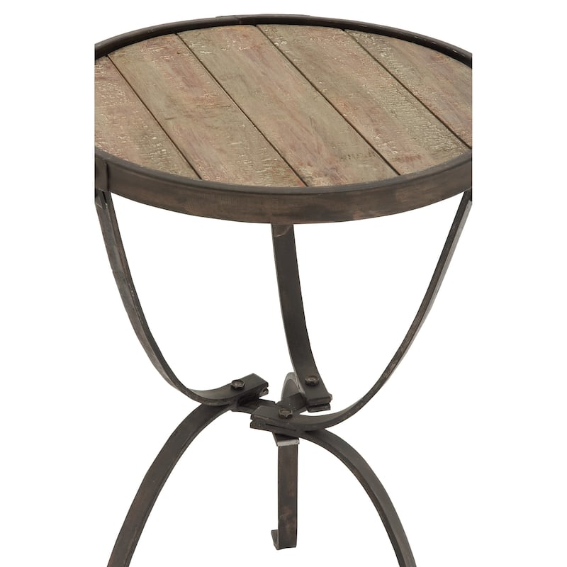Accent Collection Metal Wood 27-inch x 18-inch Side Table
