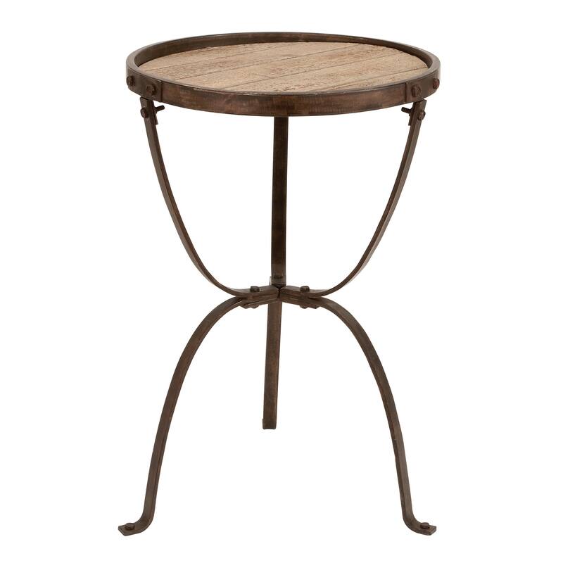 Accent Collection Metal Wood 27-inch x 18-inch Side Table