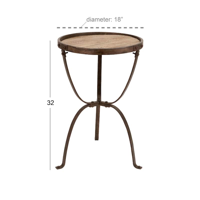 Accent Collection Metal Wood 27-inch x 18-inch Side Table