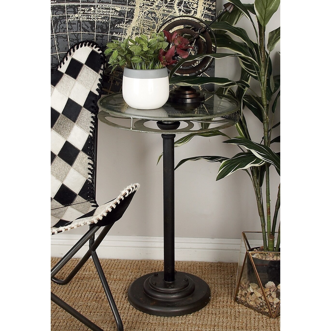 Industrial 28 x 19 Inch Black Movie Reel Accent Table by Studio 350
