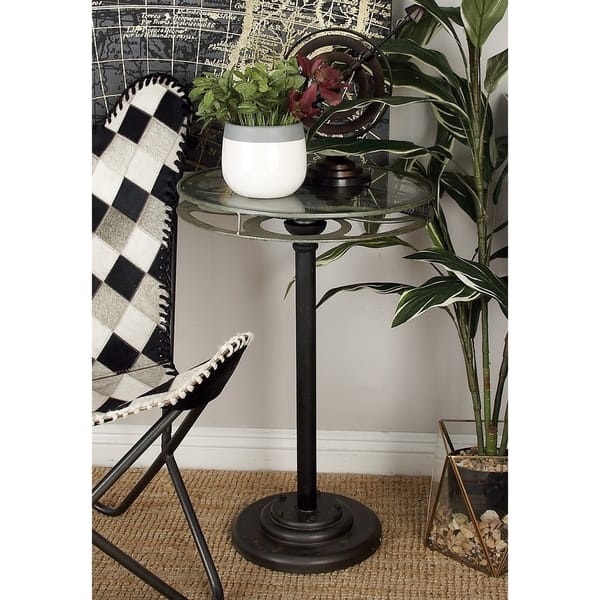 Industrial 28 x 19 Inch Black Movie Reel Accent Table by Studio