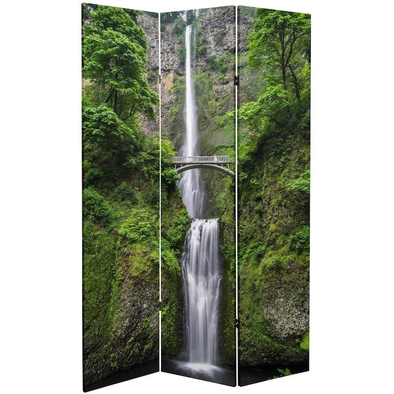 Double Sided Mountaintop Waterfall 6-foot Tall Canvas Room Divider