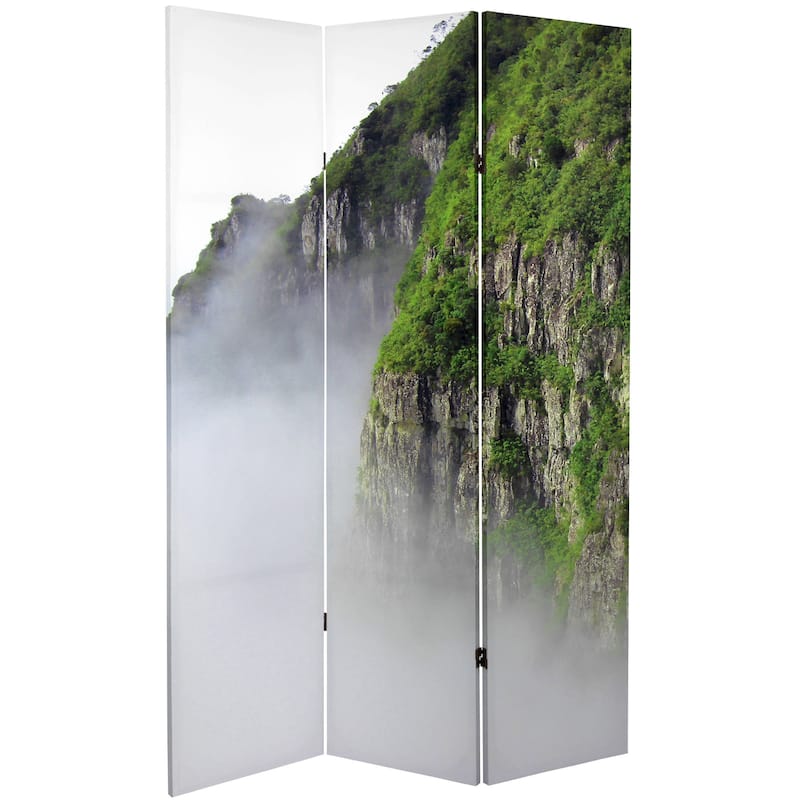 Double Sided Mountaintop Waterfall 6-foot Tall Canvas Room Divider