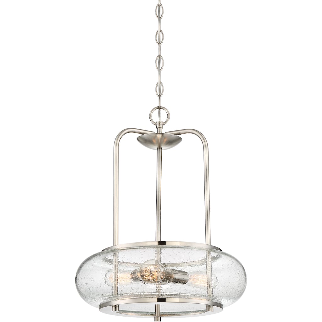 Quoizel Trilogy Brushed Nickel 3-Light Glass Pendant