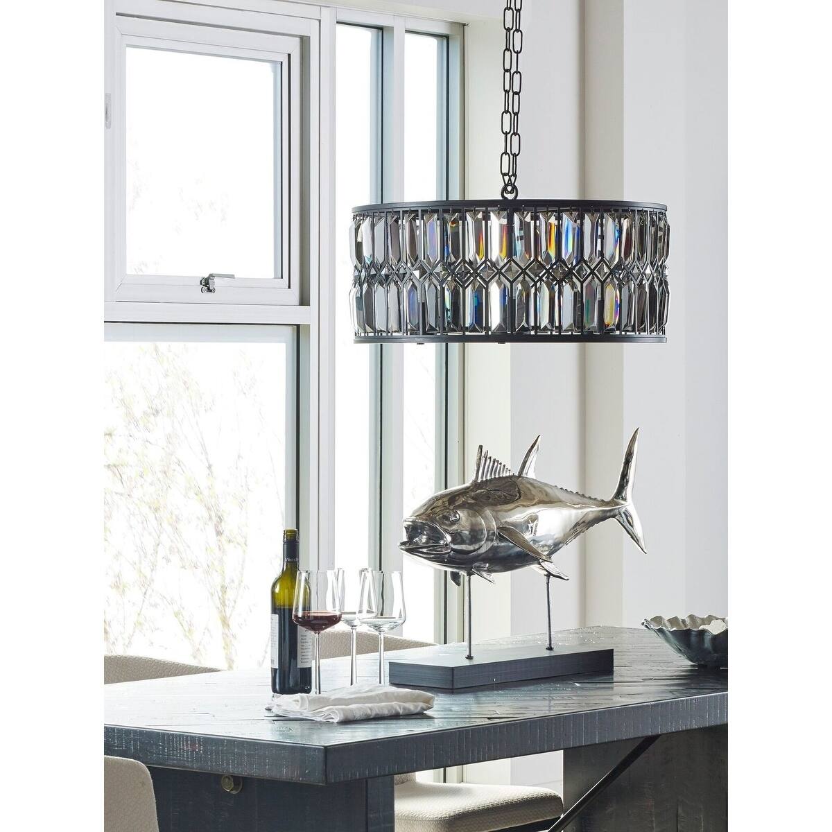 Aurelle Home Smoked Crystal Chandelier Lamp (Smoked Glass Changelier) - Chandeliers For Bedrooms by Overstock.com