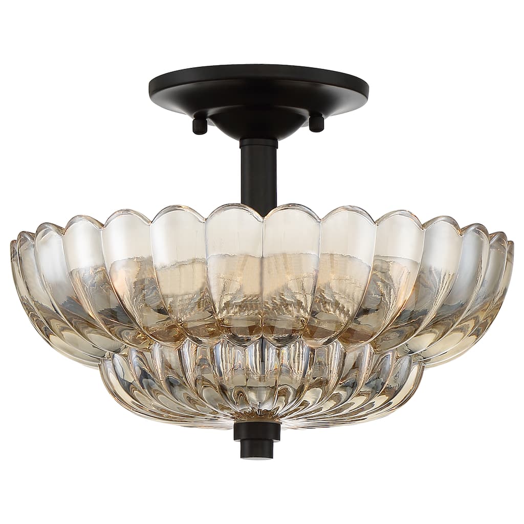 Quoizel Whitecap Mottled Cocoa/Amber Glass Semi-flush Pendant
