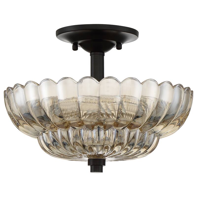 Quoizel Whitecap Mottled Cocoa/Amber Glass Semi-flush Pendant