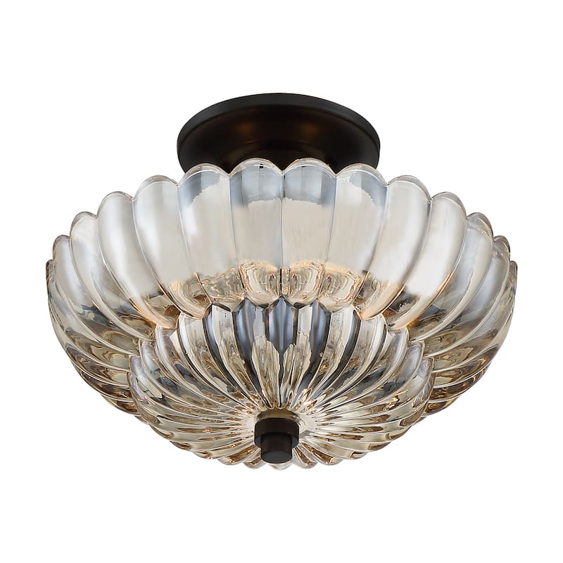 Quoizel Whitecap Mottled Cocoa/Amber Glass Semi-flush Pendant