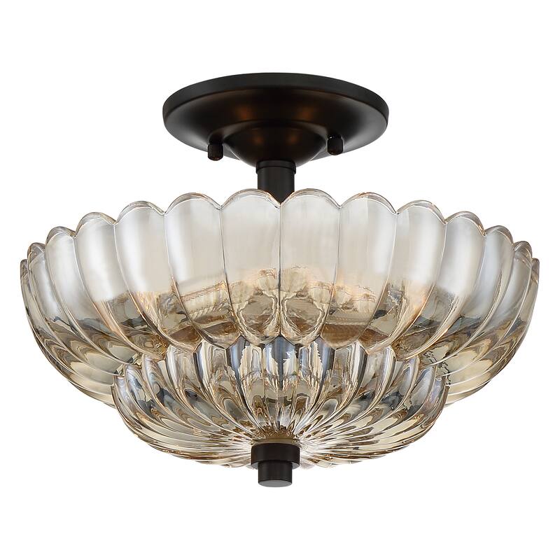 Quoizel Whitecap Mottled Cocoa/Amber Glass Semi-flush Pendant