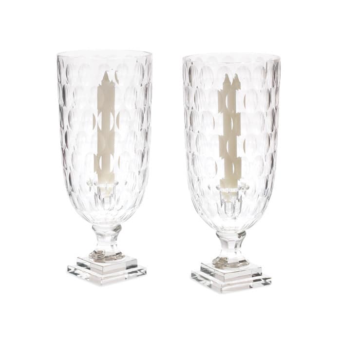 Clear Hand-Blown Hurricanes (Set of 2)