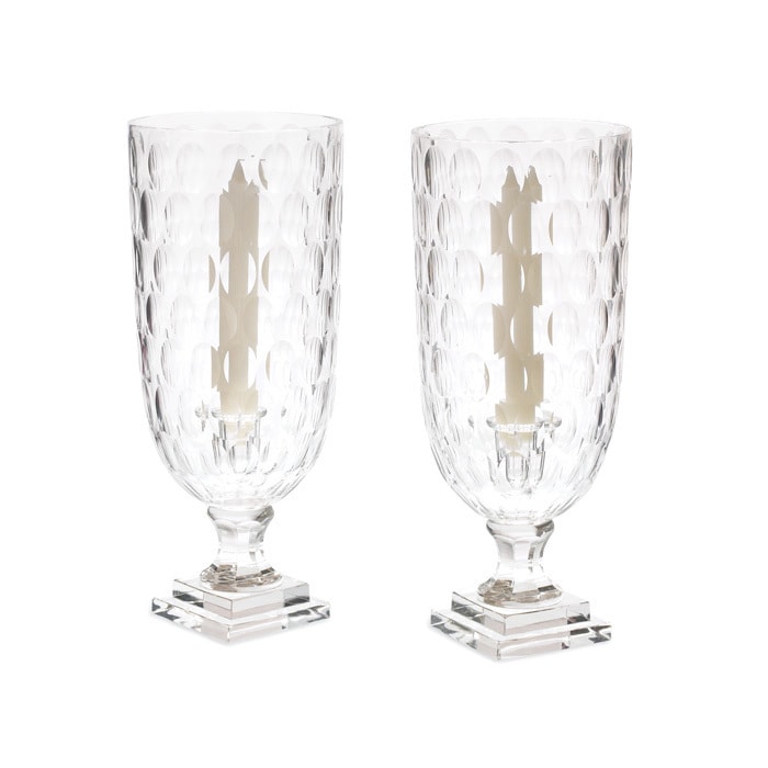 Clear Hand-Blown Hurricanes (Set of 2)