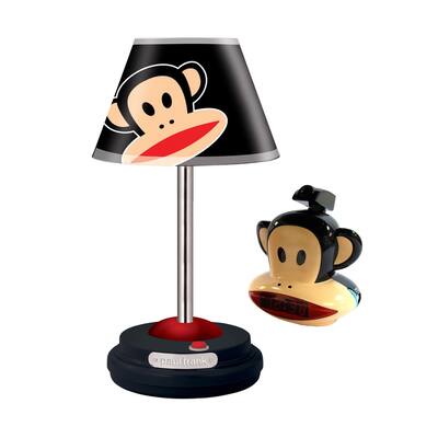 Paul Frank White/Red/Black/Brown Metal Table Lamp and Projection Clock Radio