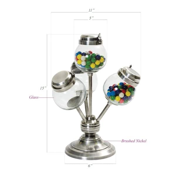 Brushed Nickel and Clear Glass Jar Candy Stand