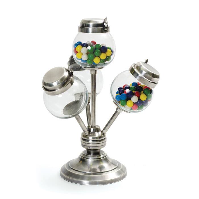Brushed Nickel and Clear Glass Jar Candy Stand