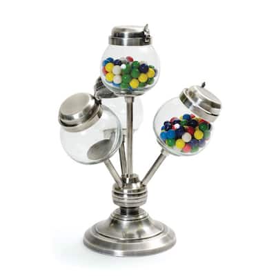 Brushed Nickel and Clear Glass Jar Candy Stand