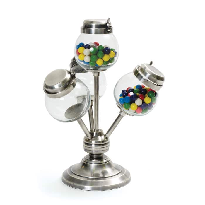 Brushed Nickel and Clear Glass Jar Candy Stand