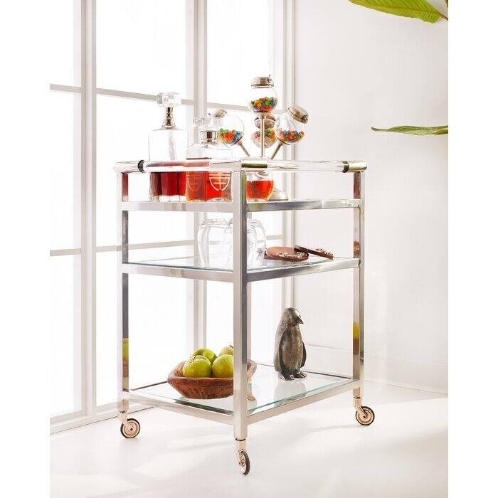 Brushed Nickel and Clear Glass Jar Candy Stand