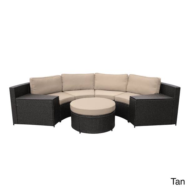 Shop Cartagena Curved Modular Wicker Sofa With Cushions