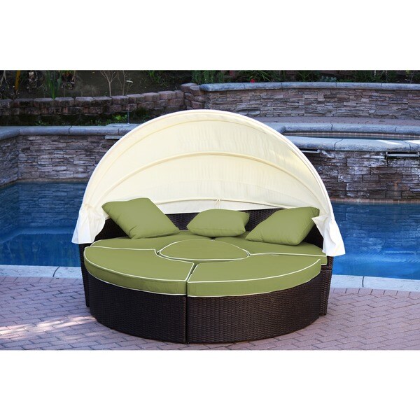 Jeco Resin Wicker All Weather 4 Piece Sectional Daybed With Jeco Resin Wicker All Weather 4 Piece Sectional Daybed With Cushions