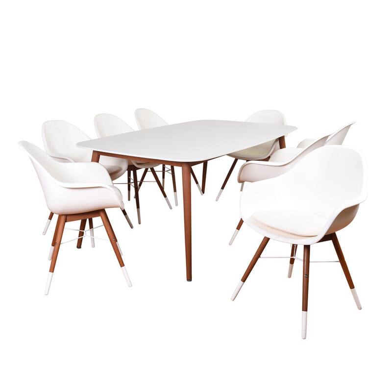 Amazonia Hawaii White Wood/Resin 9-piece Rectangular Indoor Dining Set