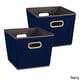 preview thumbnail 2 of 11, Household Essentials Multicolor Medium Tapered Fabric Storage Bins (Set of 2) Blue