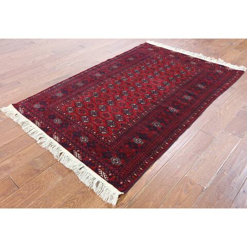 3×5 Feet Hand Knotted Bukhara Wool Carpet Red main image 1