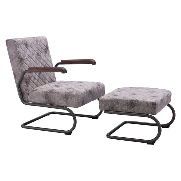 Strick & Bolton Moreau Fauxleather Lounge Chair and Ottoman Set