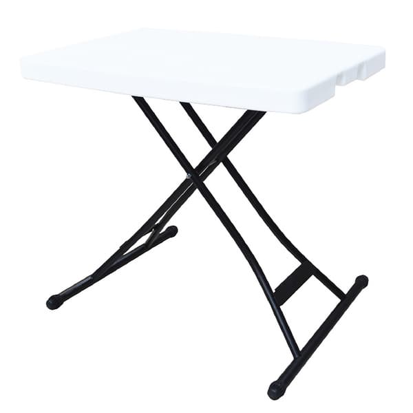 Ares White Polyethylene, Metal Adjustable Height Personal Folding Table ...