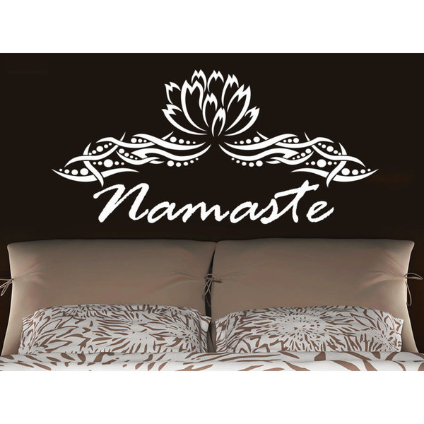 Namaste Lotus Flower Yoga Wall Art Sticker Decal White   Overstock