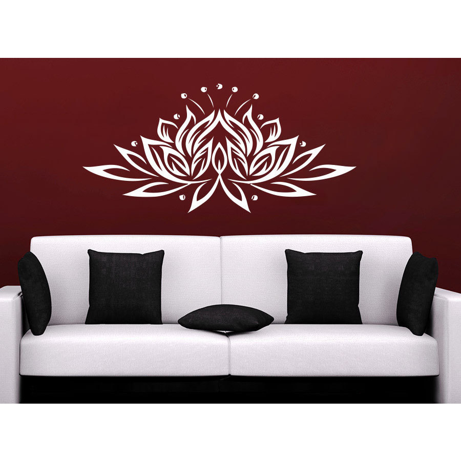 Shop Namaste Lotus Flower Indian Ornament Moroccan Wall Art Sticker Decal White Overstock 11948031