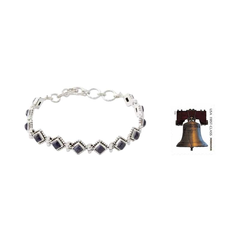 NOVICA Handmade Deep Blue Diamonds Sterling Silver Lapis Lazuli Bracelet (India)