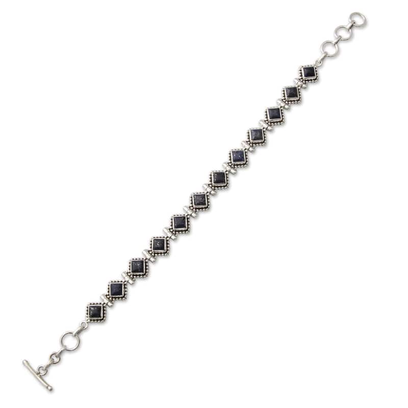 NOVICA Handmade Deep Blue Diamonds Sterling Silver Lapis Lazuli Bracelet (India)
