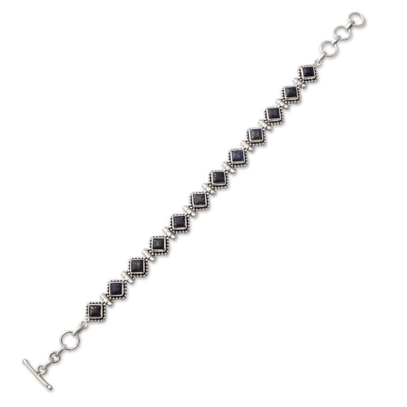 NOVICA Handmade Deep Blue Diamonds Sterling Silver Lapis Lazuli Bracelet (India)