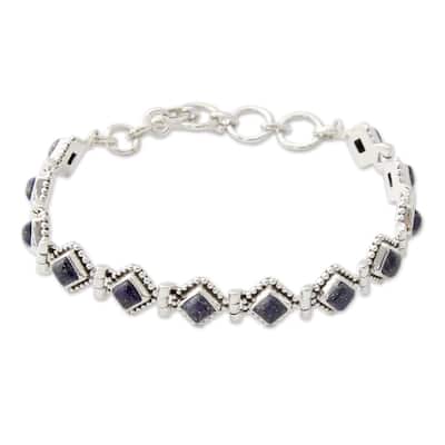 NOVICA Handmade Deep Blue Diamonds Sterling Silver Lapis Lazuli Bracelet (India)