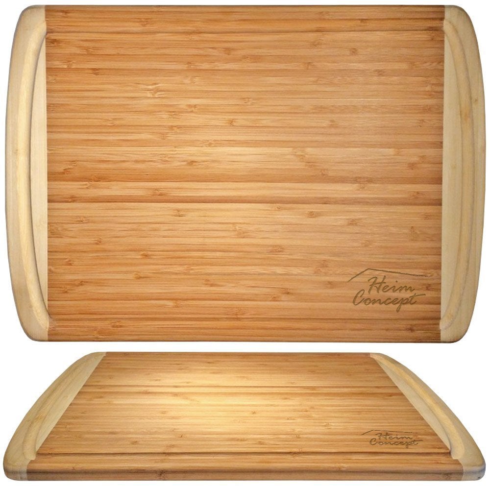 Heim Concept Organic Bamboo Cutting Board and Serving Tray with Drip Groove