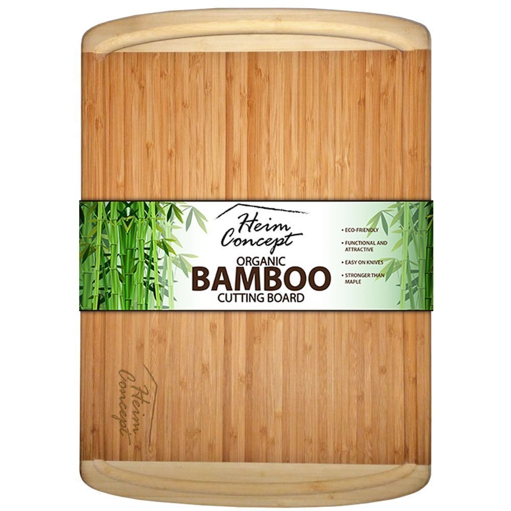 Large Organic Natural Bamboo Cutting Board Premium Wood Chopping Board 17 X  12 Antimicrobial Cutting Board 