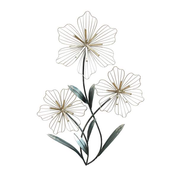 Stratton Home Decor Triflower Metal Wall Decor 18.50 W x 1.25 D x 30