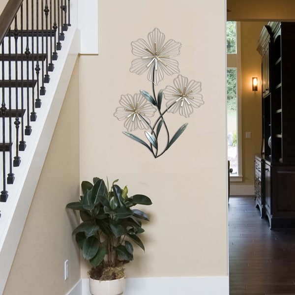 Shop Stratton Home Decor Tri-flower Metal Wall Decor ...