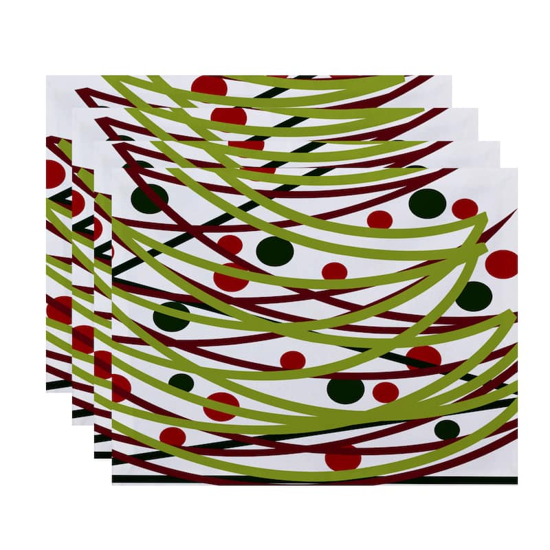 18 x 14-inch Doodle Decorations Geometric Print Placemat (Set of 4) - Green