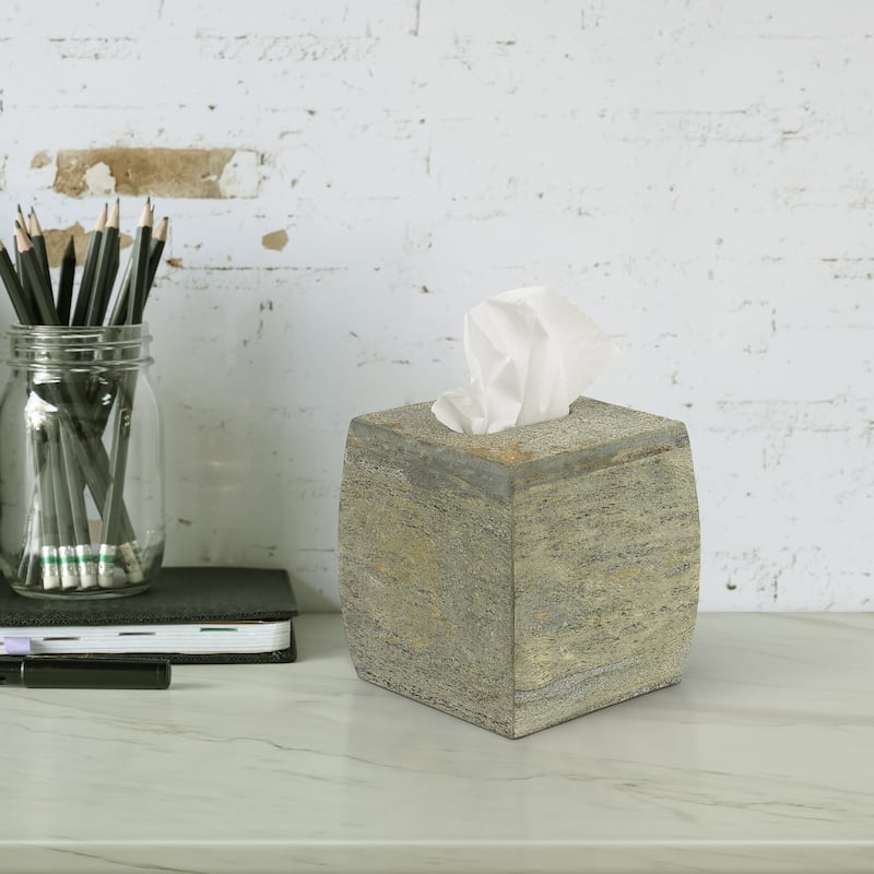 Grey Natural Slate Tissue Box