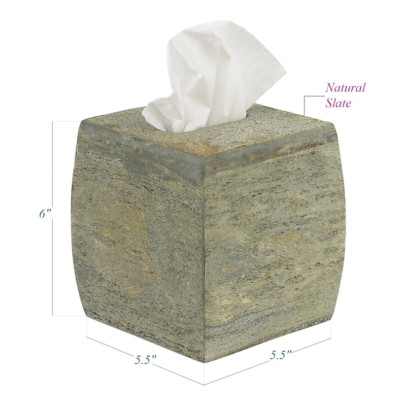Grey Natural Slate Tissue Box