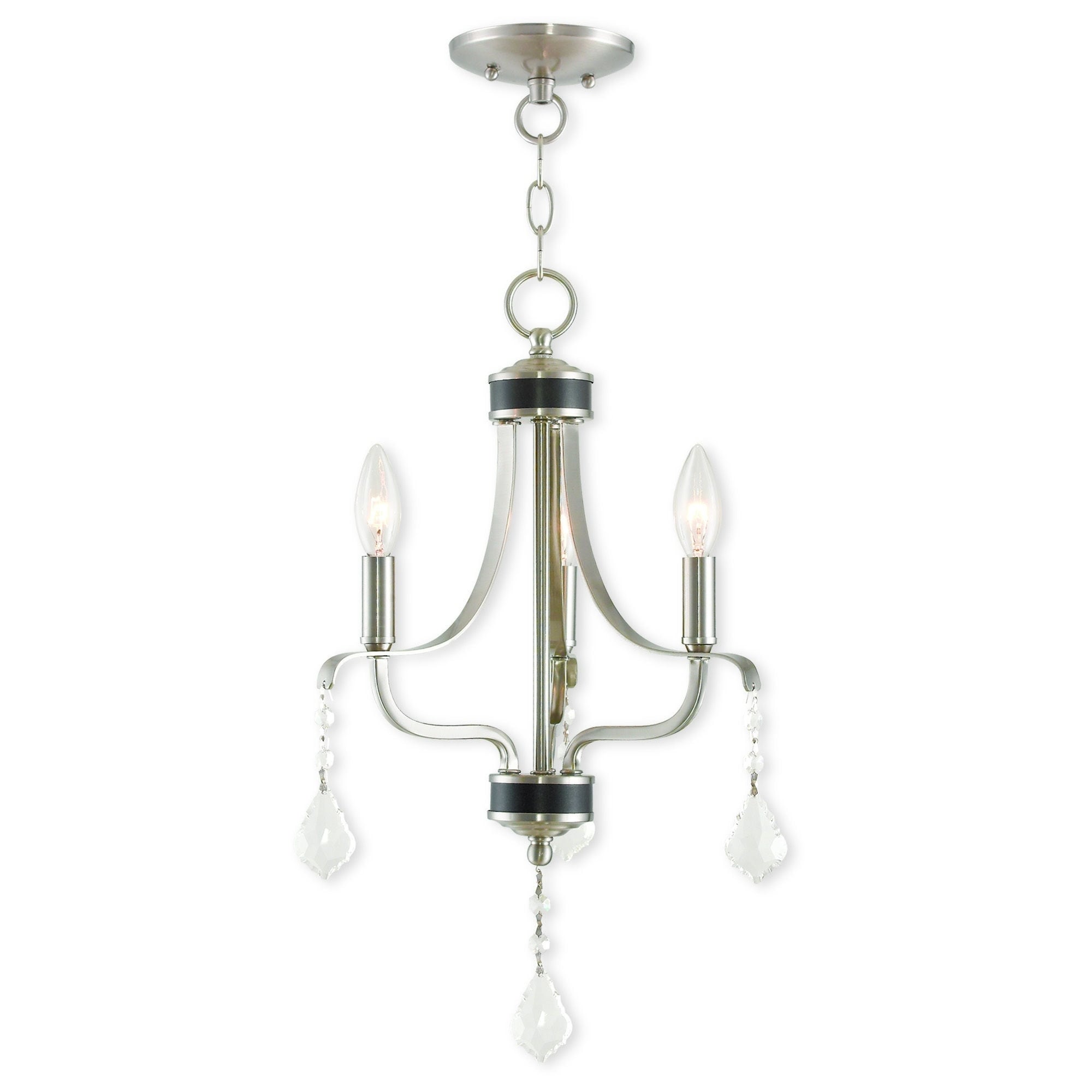 Livex Lighting Laurel 3-Light Brushed Nickel Mini Crystal Chandelier (Brushed Nickel) - Chandeliers For Bedrooms by Overstock.com