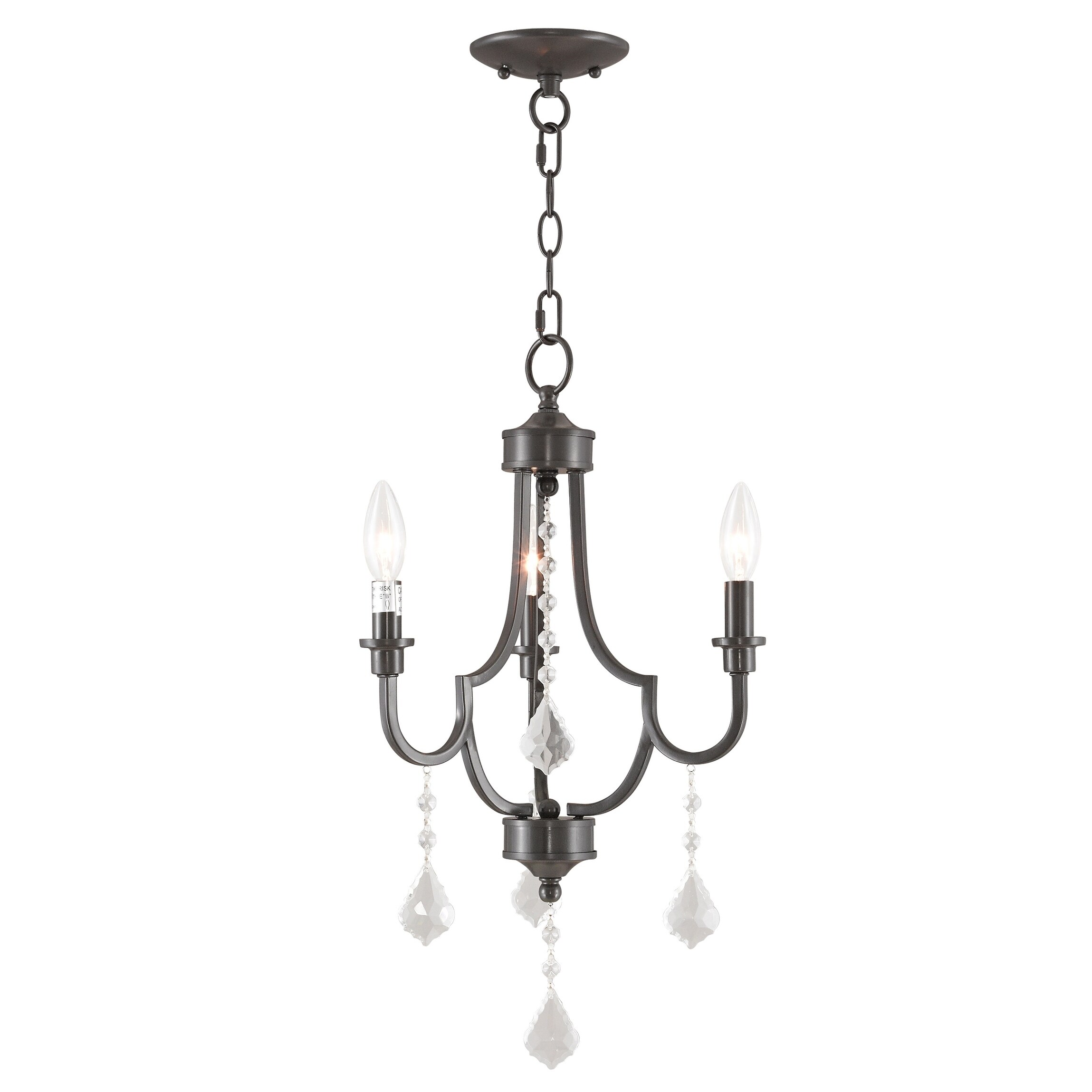 Livex Lighting Glendale English Bronze Crystal/Steel 3-light Mini Chandelier (English Bronze) - Chandeliers For Bedrooms by Overstock.com