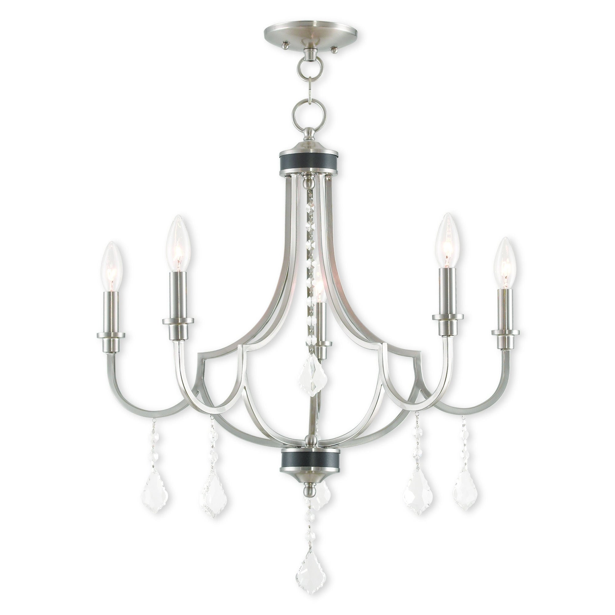 Livex Lighting Glendale Brushed-nickel Crystal and Steel 5-light Chandelier (Brushed Nickel) - Chandeliers For Bedrooms by Overstock.com