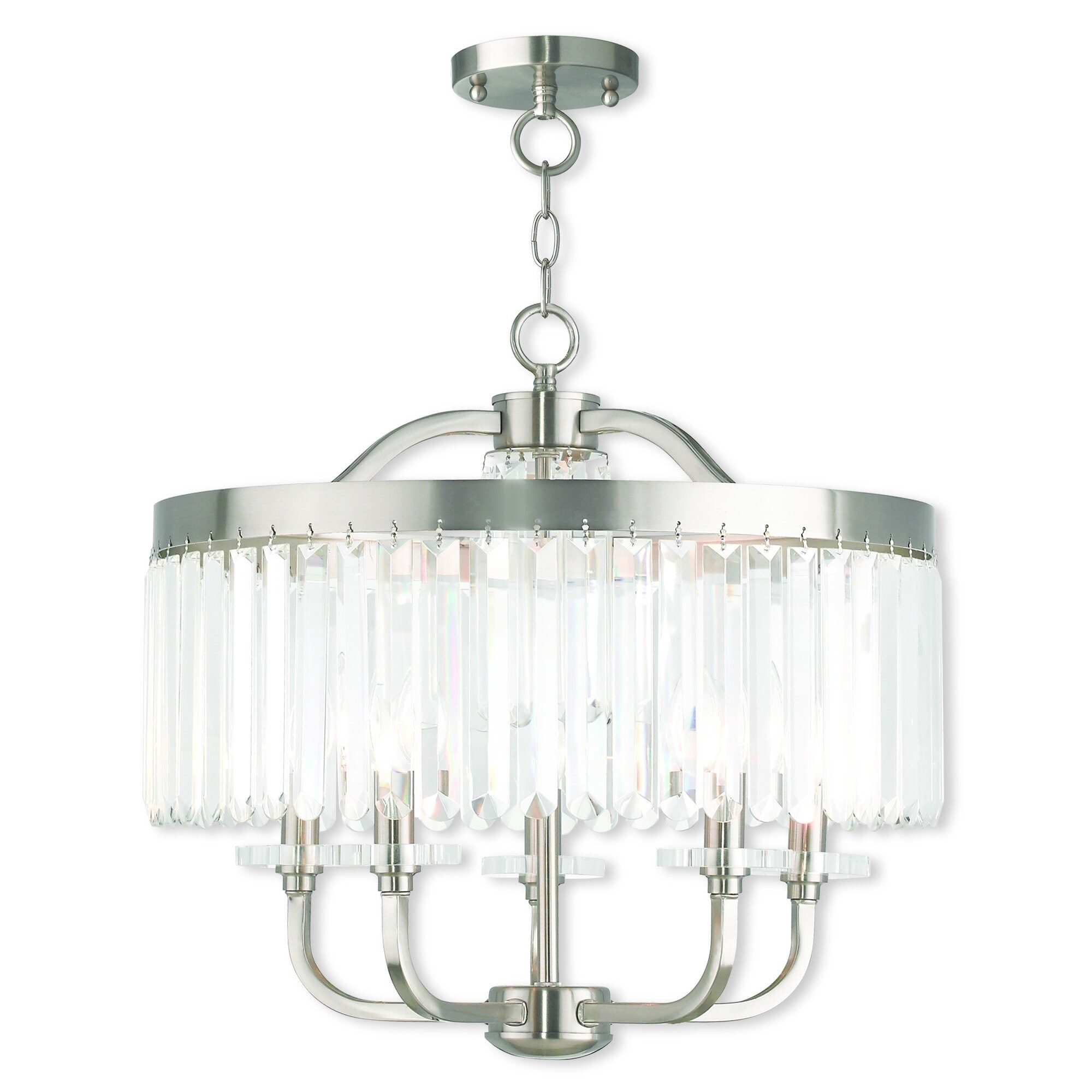 Livex Lighting Ashton Brushed Nickel 5-light Semi-flush Mount Chandelier - Brushed nickel (Brushed Nickel) - Chandeliers For Bedrooms by Overstock.com