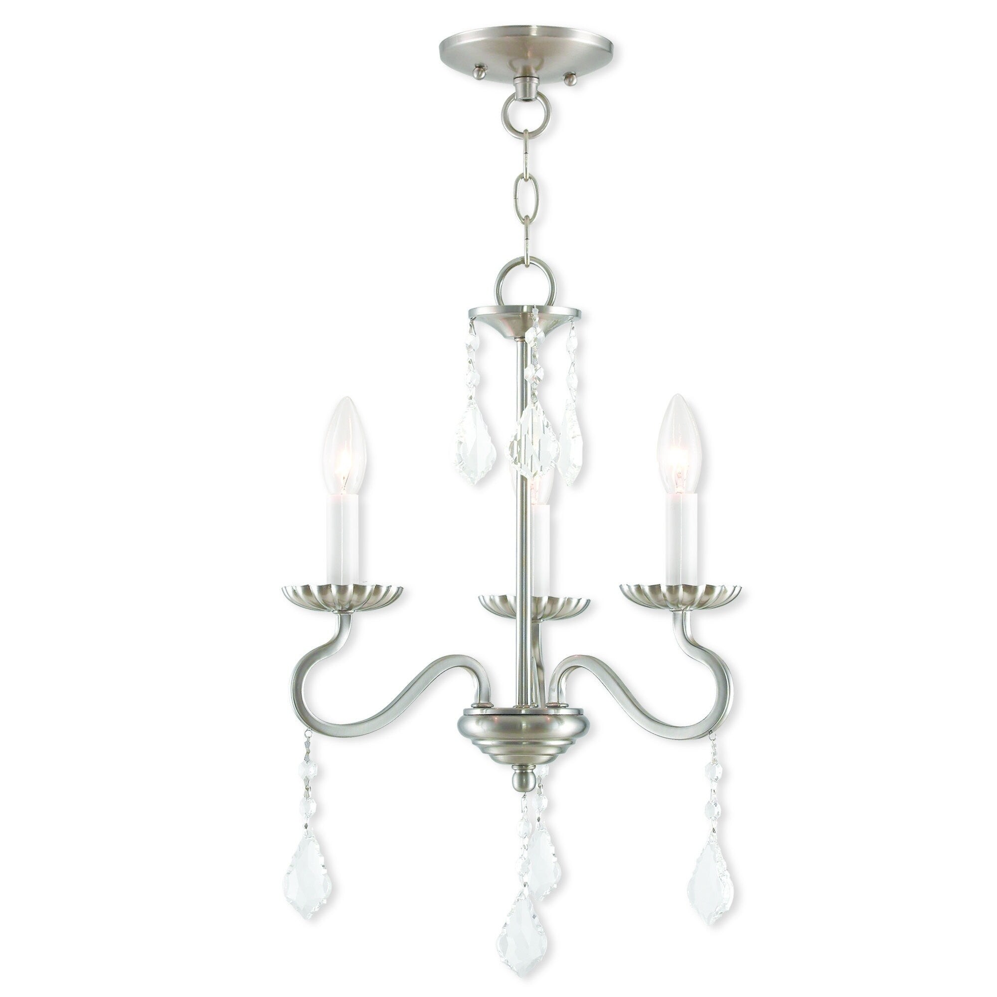 Livex Lighting Callisto Brushed Nickel 3-light Mini Crystal Chandelier (Brushed Nickel) - Chandeliers For Bedrooms by Overstock.com